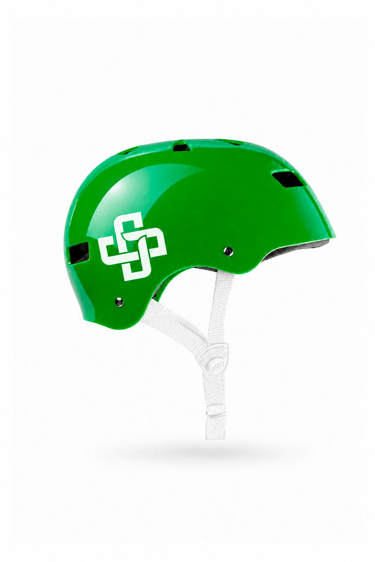 CAPACETE VERDE FITA BRANCA PRO BRILHO