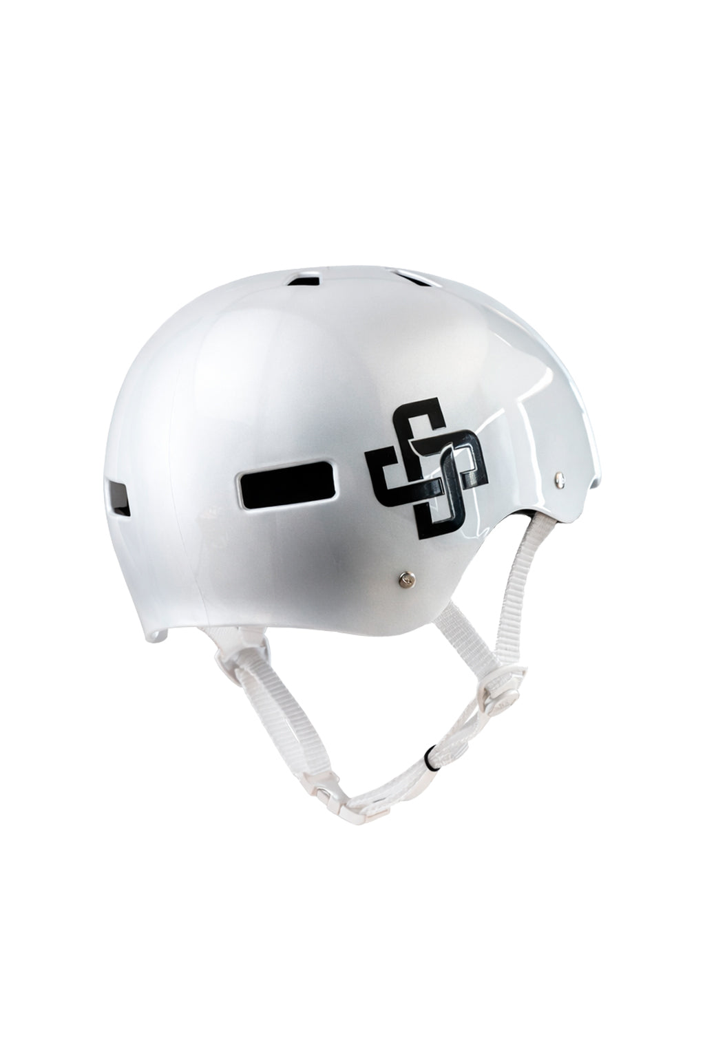 WHITE HELMET WITH BLACK RIBBON FOR GLOSS