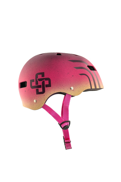 CAPACETE ROSA LINHAS ROXAS PRO ESPECIAL FOSCO TEXTURIZADO